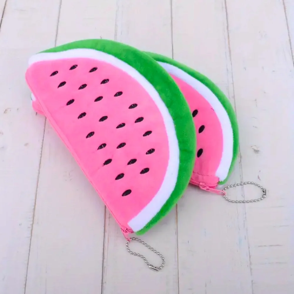 Cosmetic Bag Watermelon Pink Plush Pencil Case Travel One Pice